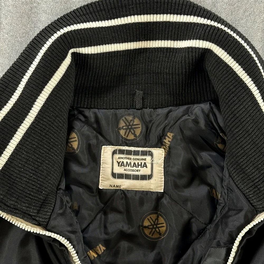 Vintage Yamaha Insulated Racing Jacket Men's XL Black Motorcycle 70s 80s